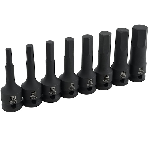 Tools 1/2" Drive 8 Piece SAE Hex Head Bit Impact Socket Set
